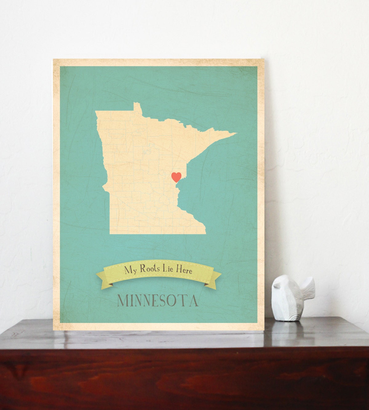 Minnesota Roots Map 11x14 Customized Print