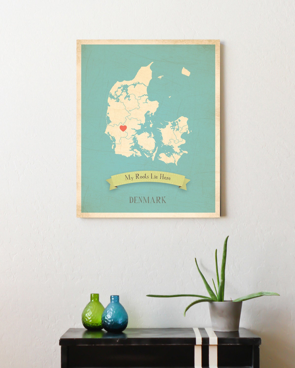 Personalized Vintage Map Wall Art 11x14 - Choose Your Country