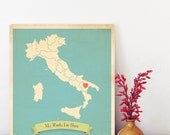 Personalized Vintage Map Wall Art 11x14 - Choose Your Country