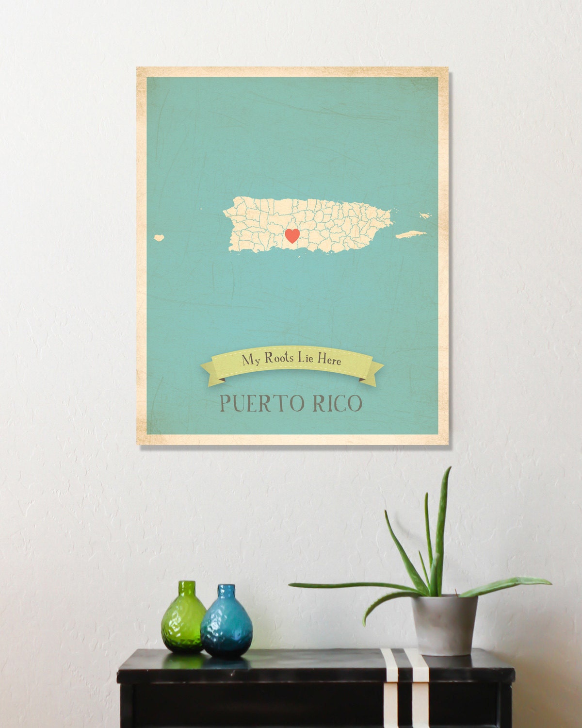 Personalized Vintage Map Wall Art 11x14 - Choose Your Country