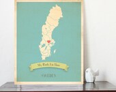 Personalized Vintage Map Wall Art 11x14 - Choose Your Country