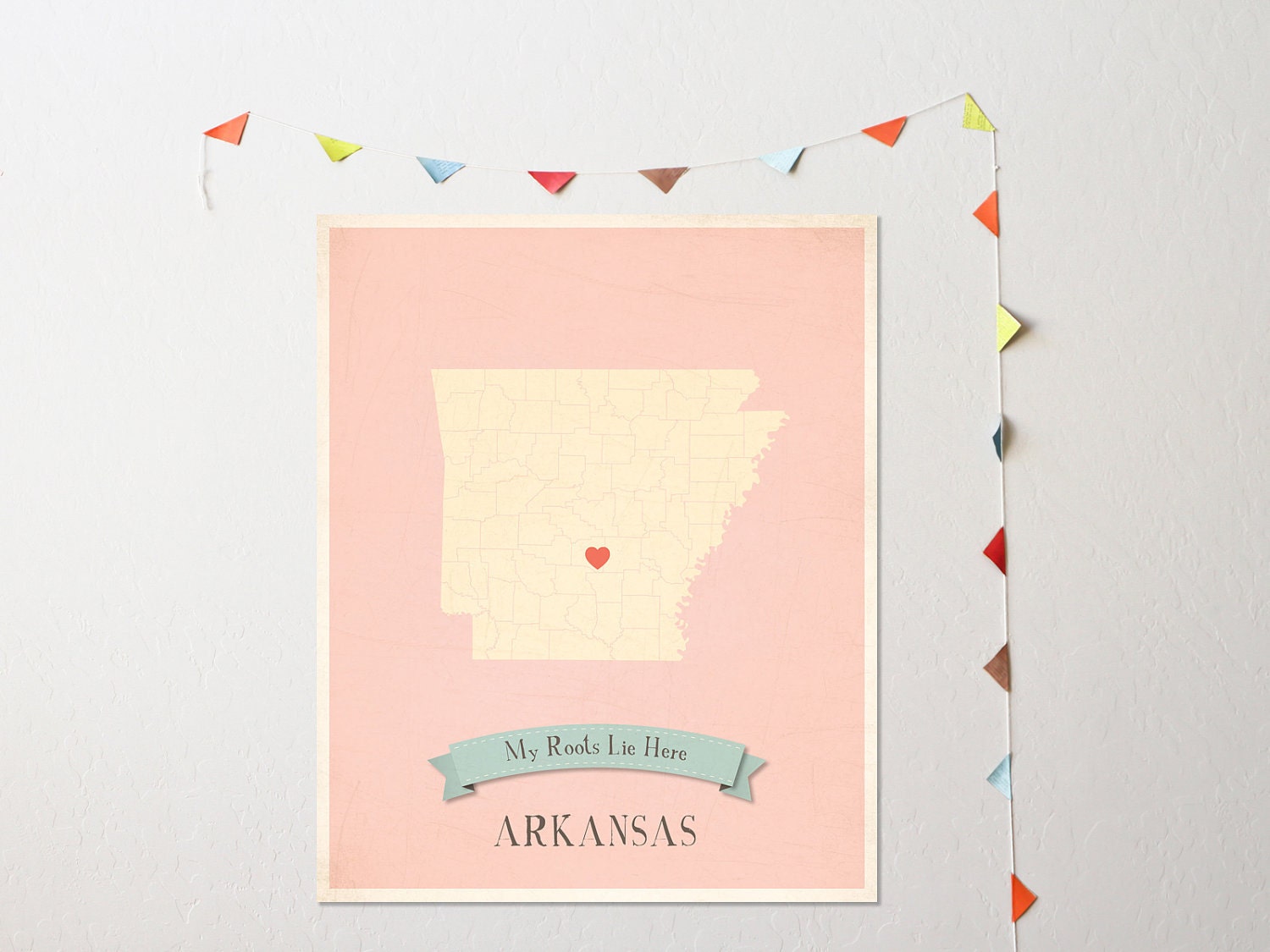 Arkansas Roots Map 11x14 Customized Print
