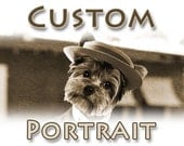 CUSTOM Pet Portrait - Vintage romantic, Digital portrait, Altered vintage photo, Sepia color, Postcard and A4 printable size // cv013