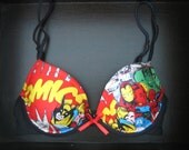 MARVEL-OUS in Black: Black Bra with Marvel Comics Fabric