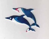 RECYCLED PAIR of DOLPHINS Magnet from Soda Pop Can
