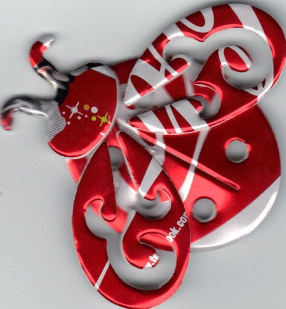 RECYCLED LADY BUG 3-d Magnet from Soda Pop Can