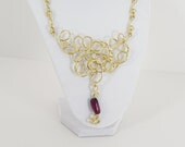 Women's Brass Choker Style Necklace with TIghtly Swirled Triangle and Handmade Bead 1534