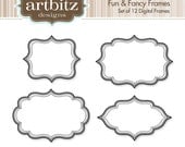 Fun & Fancy Digital Frames, Set of 12, No. 20001 Clip Art Kit, 300 dpi .jpg and .png