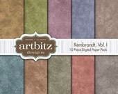 Rembrandt, Vol. I, 10 Piece Digital Scrapbooking Paper Pack, 12"x12", 300 dpi .jpg