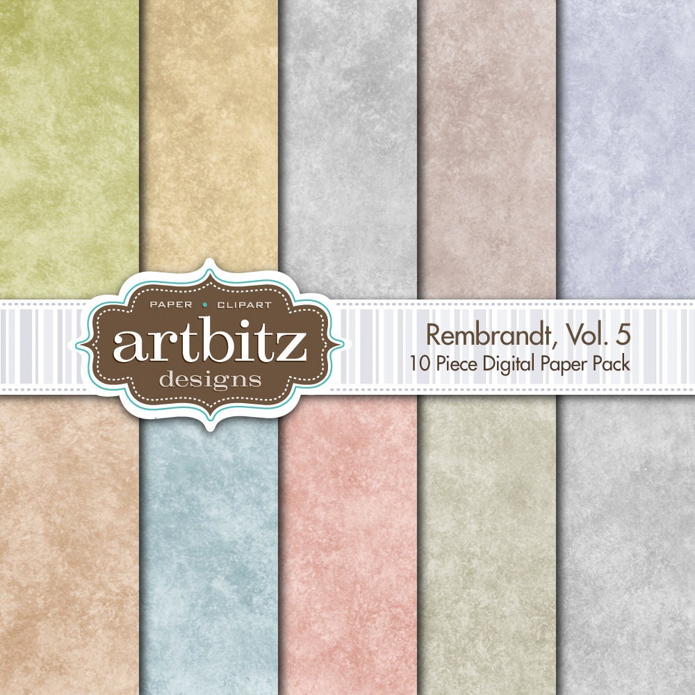 Rembrandt, Vol. 5, 10 Piece Digital Scrapbook Paper Pack, 12"x12", 300 dpi .jpg