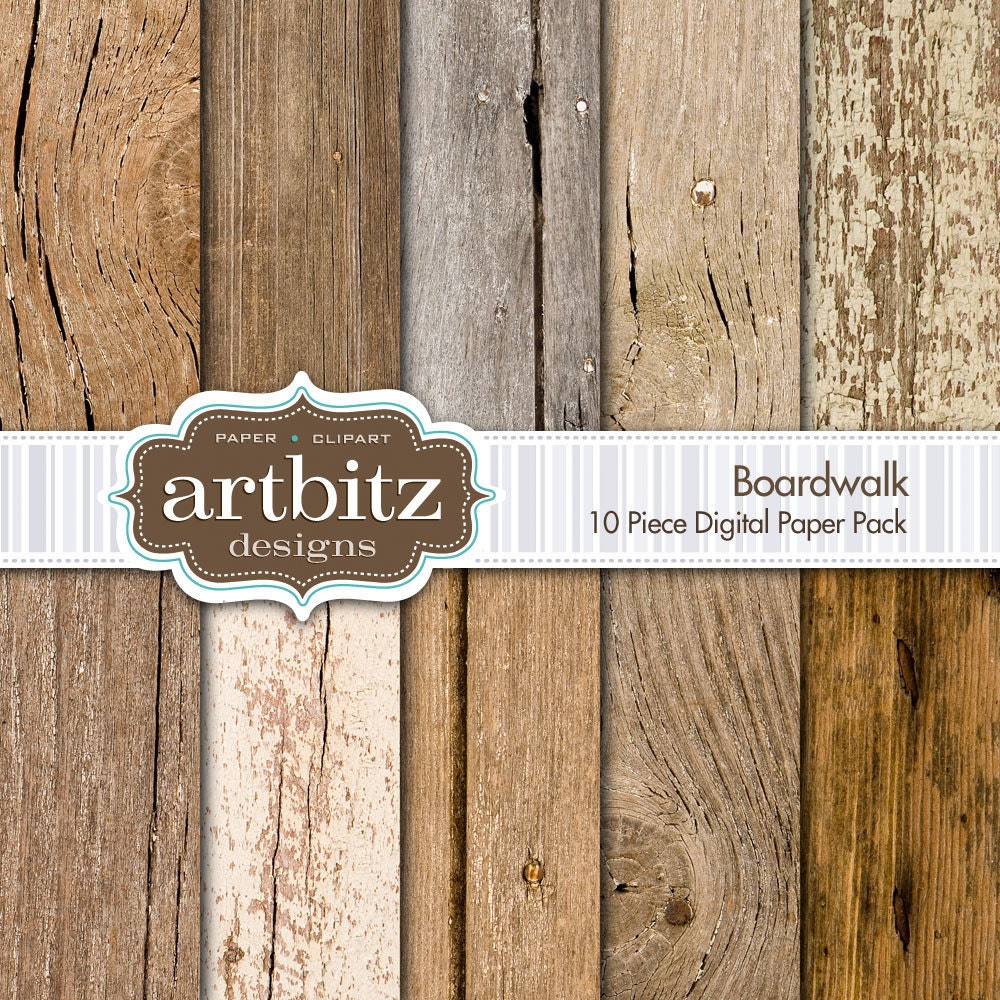 Boardwalk, Vol. 1 10 Piece Wood Texture Digital Scrapbooking Paper Pack, 12"x12", 300 dpi .jpg
