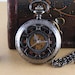 Black Steampunk Elegant Flower Case Mechanical Unisex Pocket Watch