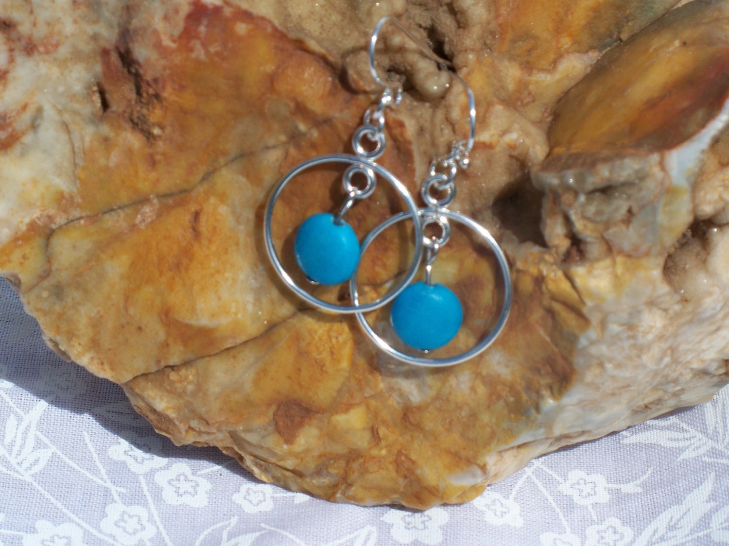 Chalk Turquoise Silver Dangle Earrings