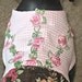 Small Dog Clothing Made to Order - Dress with Pink Seersucker and Brown, Rose, Cream & Leaf Green Flowers