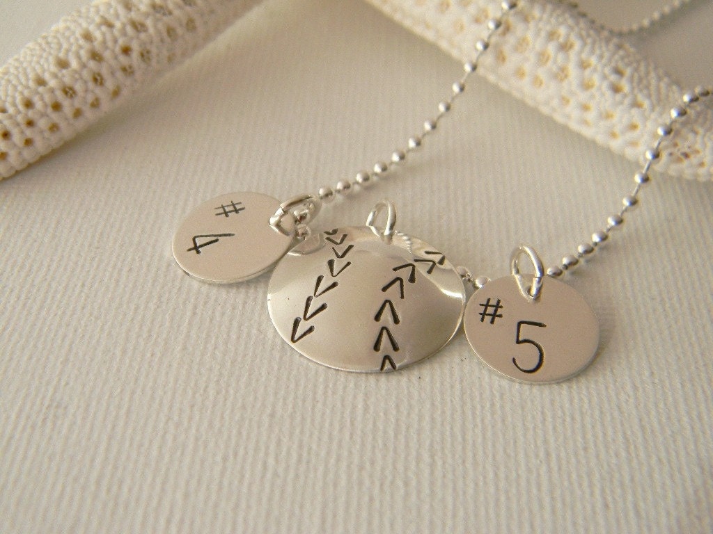 Solid Sterling Silver Softball, Baseball Custom Made Hand Stamped Personalized Sports Necklace with 2 Numbers (3/4" and 1/2")