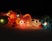 20 mulberry paper animal zoo cow frog turtle set string light handmade kid room bedroom stran light decor