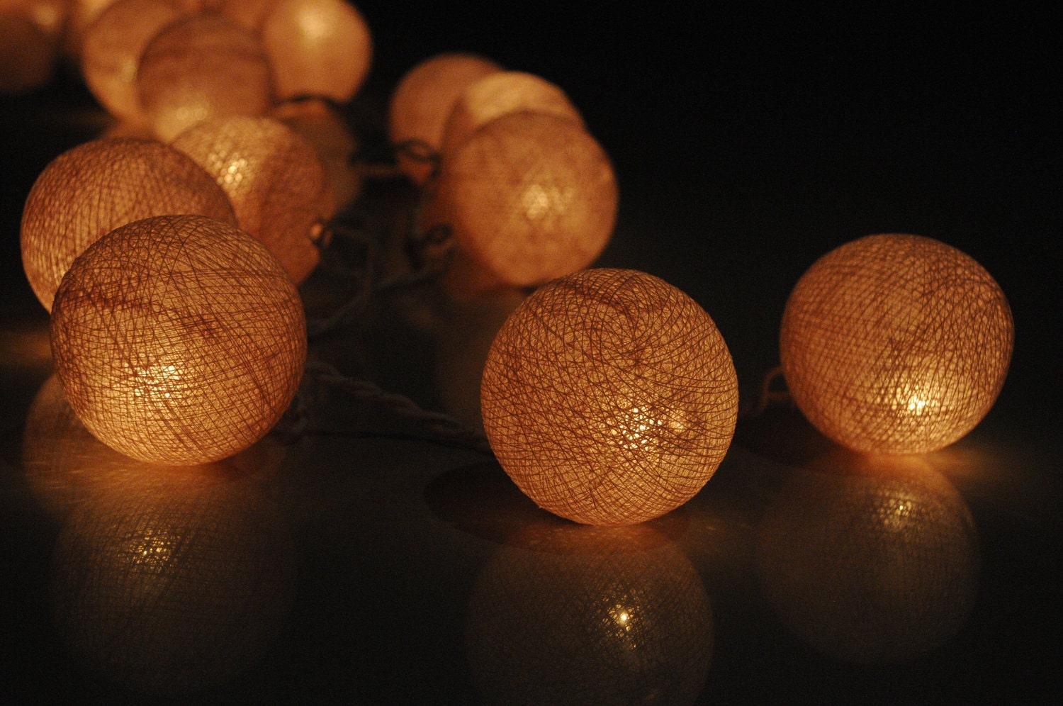 20 x Cream color cotton ball Bali lantern string light patio outdoor decoration deco room bedroom wedding patio party Beach balcony