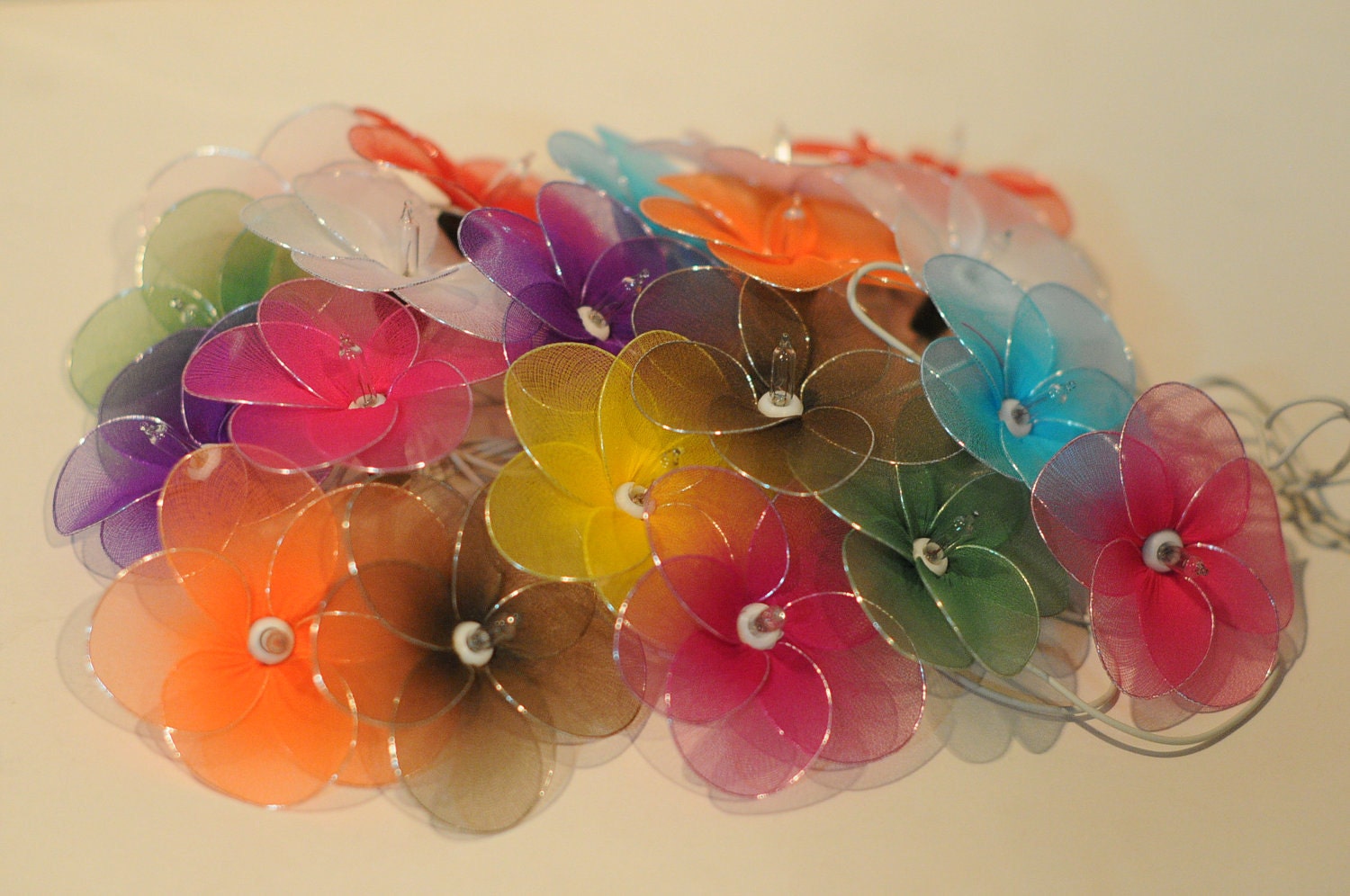 20 flower handmade in mix color shade color string light patio decoration wedding bedroom living room party lantern