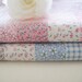 Pink Linen Fabric, Blue Fabric, Square Plaid Fabric, Floral Dots Plaid Patchwork, Pink Plaid Blue Plaid Fabric - 1/2 yard
