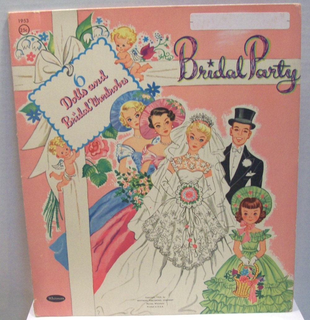 vintage Bridal Party paper dolls Whitman no 1953 copyright 1955 6 dolls