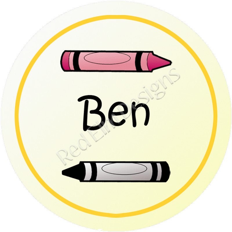 Name Crayon Stickers - Sheet of 20 - 2" round