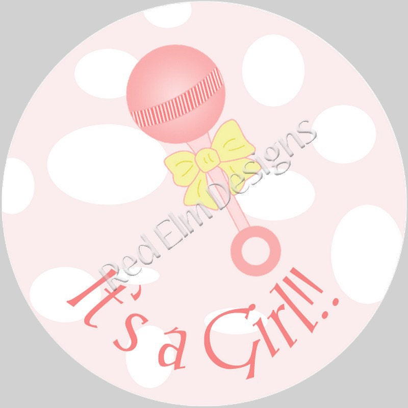 It's a Girl Baby Rattle stickers - Sheet of 20 - 2" round