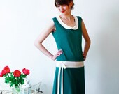 Dress "Lulu", in petrol with a little round collar
