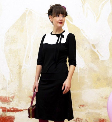 Dress "Natalie", black-cremewhite