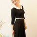 Dress "Cloè" with a circular skirt , in black and offwhite