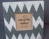 Distressed Grey and White - Chevron Picture Frame