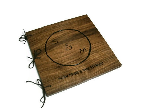 Custom Wooden Photo Album 10.5x10.5 - Personalized Wood Scrapbook -Woodburnt With Your Design