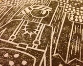 The Rumblin' Tumblin' Mountain Man Linocut Print