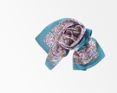 Vintage Long Scarf - Floral, Blue, Purple