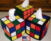 Rubik's Rubiks Rubix Rubic Cube Tissue Box Cover Hand Made  As Seen on Big Bang Theory Triple Pack Save Money 1 Each Style Save Money