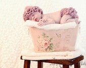 Valentine's Pink Ruffled Newborn Hat and Diaper Cover Set. Beautiful Photo Prop