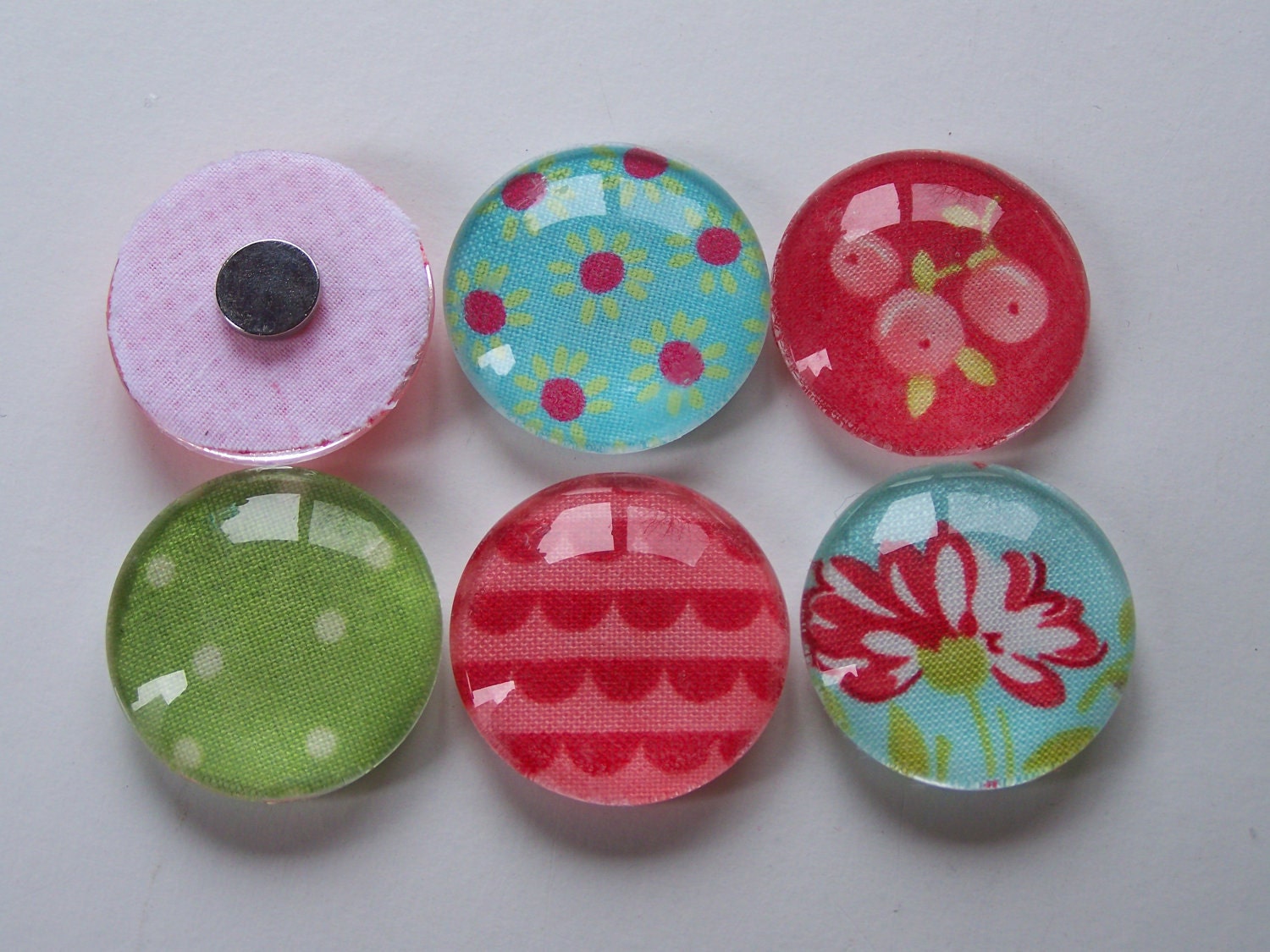 Glass Magnets- Merry Set of 6, Spring Home Update, Mother's Day, Housewares, Home Decor, Cottage Chic