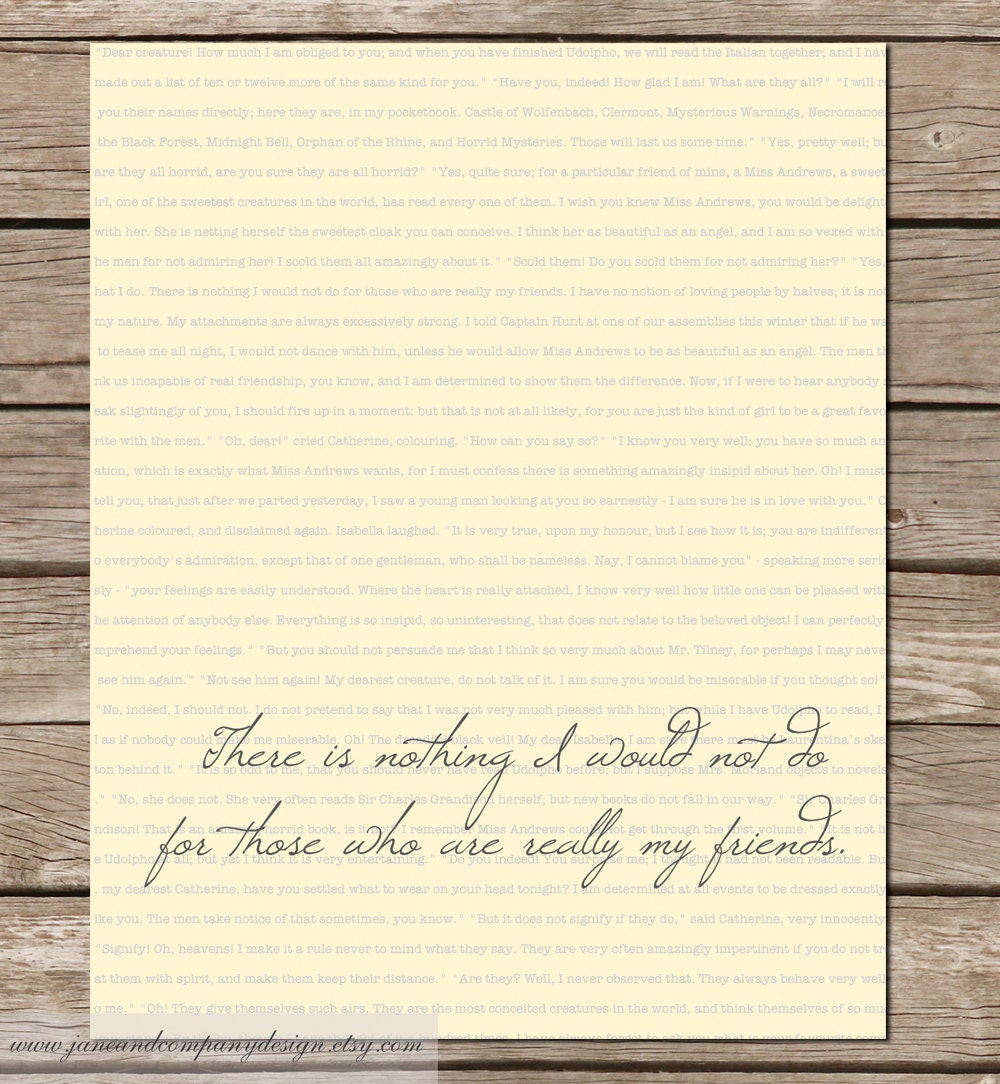 Jane Austen: My Friends, Friendship Quote, Dorm Room Decor, Literary Art, Literature Poster, 8x10 typography print