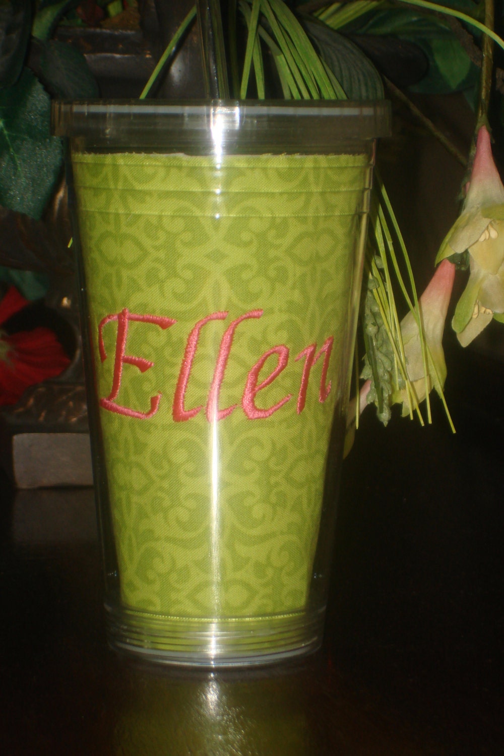 Personalized Acrylic Drinking Cup With Straw