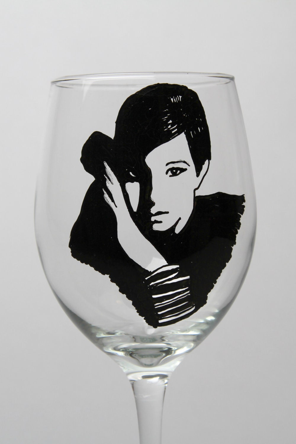 Barbra Streisand, Wine Goblet, Painted wine glass, Glassware