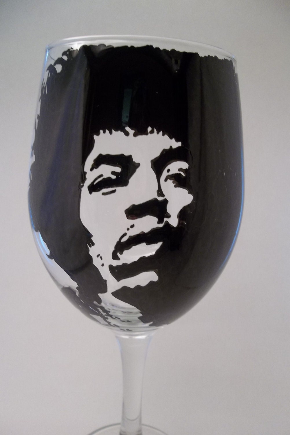 Jimi Hendrix, Wine Goblet, painted wine glass, singer, rock star