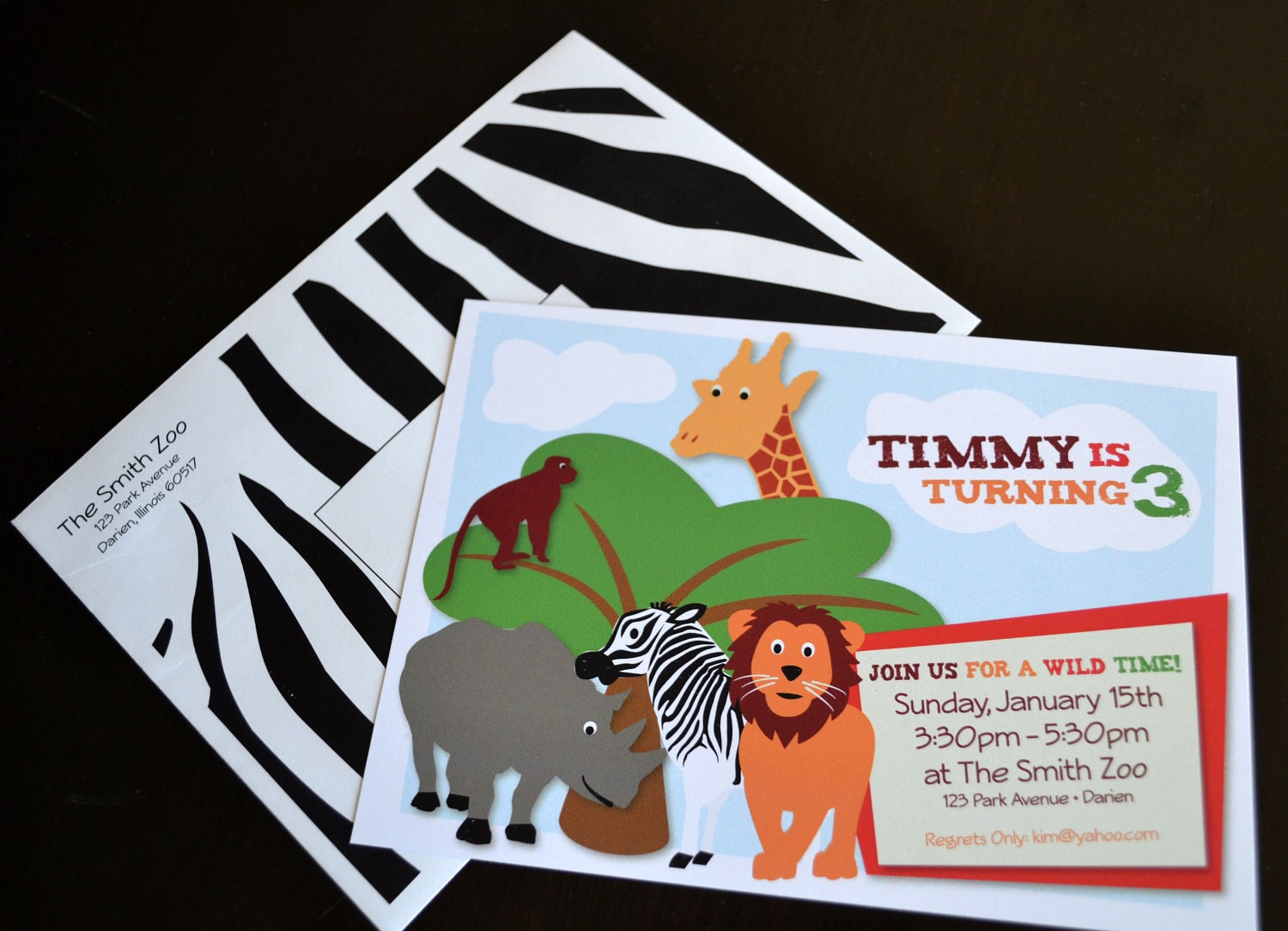 Zoo Themed Child's Birthday Party Invitations