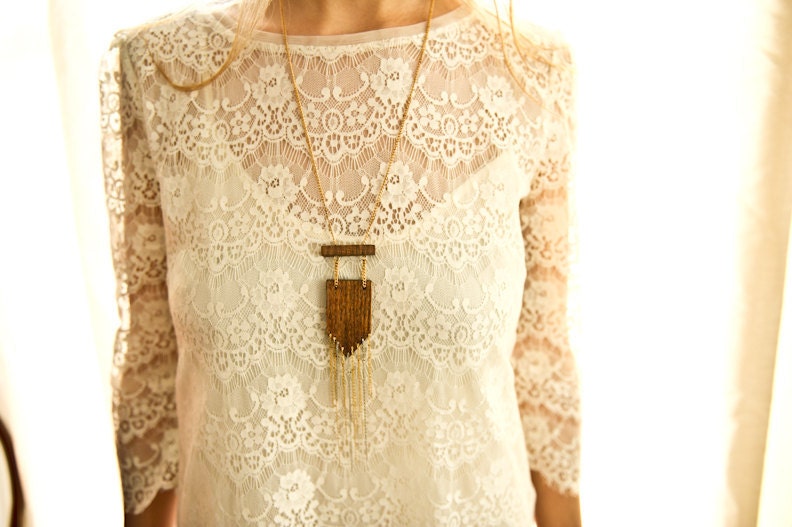 Long Chain Oak Wood Bohemian Necklace - 'Chain Gang'