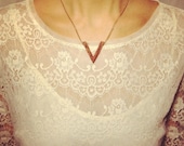 Oak Wood Chevron Necklace - 'Flying V'