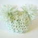 Organic Baby Hat, Crochet Baby Hat Pom Pom Hat Baby Boy or Girl Preemie Newborn Cute Photo Prop Pale Green Seafoam Mint