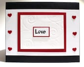Love card in black, white and red, handwritten card, handmade stationery