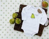 Small Bites Baby - Long Sleeve Baby Pear Onesie, Screen Printed On American Apparel, Made For Foodies