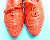 vintage OXFORD  WOVEN red LEATHER   size us71/2 fr39 uk 51/2