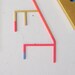 Neon geometric art, abstract painting, unusual stick painting on wood