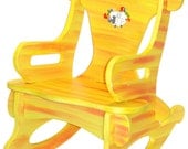 Orange Puzzle Rocker Rocking Chair Solid Wood for Kid, Child, Baby, Boy & Girl - Toy Furniture