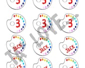 Paint Rainbow Theme Cupcake Toppers - Personalized